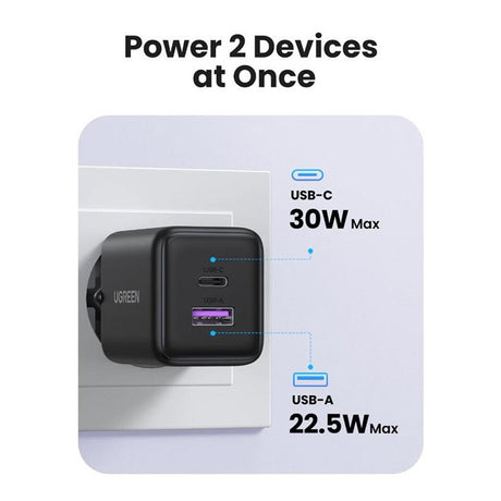 Incarcator Ugreen (65015), USB / Type-C, 30W QC3.0, Alb