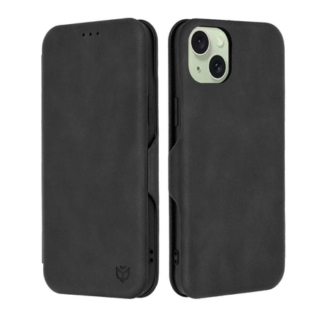 Husa de protectie Techsuit Safe Wallet Plus compatibil cu iPhone 15 Plus, Negru