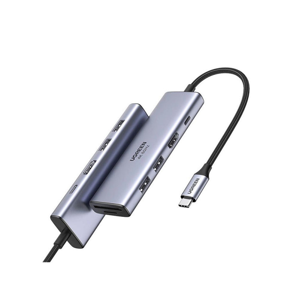 Hub/Dock Ugreen Docking Station CM511 (60384), Type-C to Type-C, 2x USB, HDMI 4K, carduri SD/TF, Gri