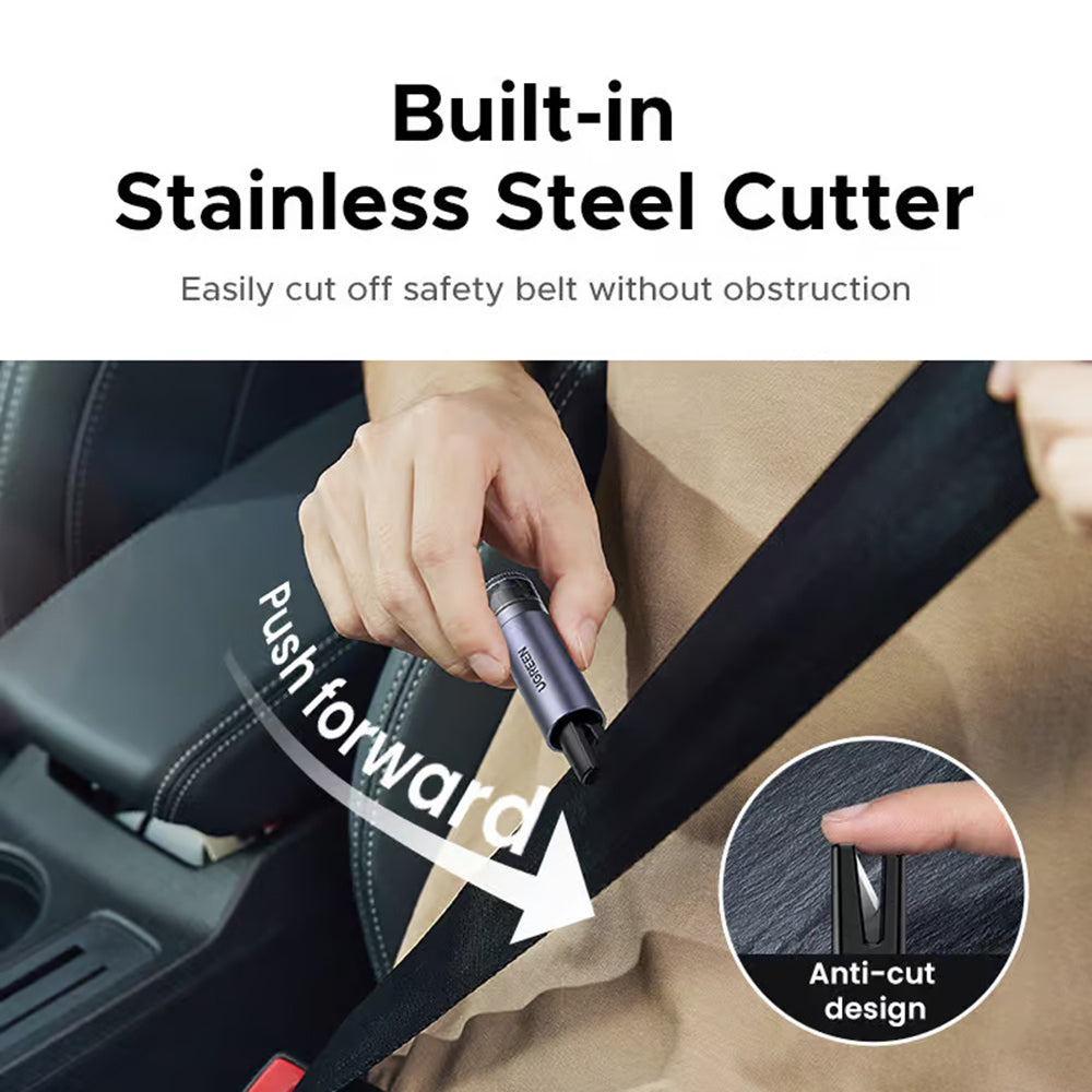 Gadget Ugreen Car Safety Hammer LP821 (35347), Emergency 2in1 Tool, Window Breaker, Seatbelt Cutter, Stainless Steel Blade, Gri