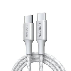 Cablu Ugreen L501 (35465), USB-C to USB-C, 3A, 60W, 1m, Nylon, Titanium Gray