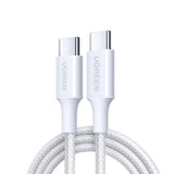 Cablu Ugreen L501 (35218), USB-C to USB-C, 3A, 60W, 1m, Nylon, Alb