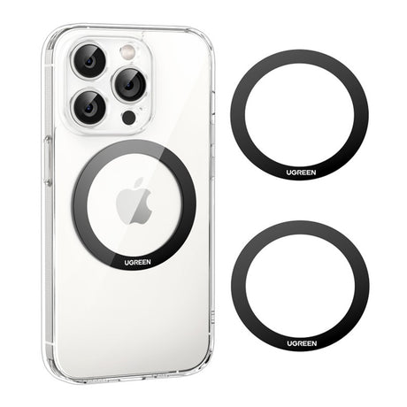 Suport Ugreen (set de 2) Metal Ring Magnetic LP428 (25766), Universal Phone Ring for Samsung, iPhone, Negru