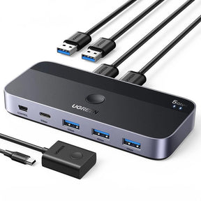 Adaptor Ugreen Sharing Switch CM662 (15705), 2x USB, 1x Mini USB, 3x USB, Type-C, 5Gbps, Gri