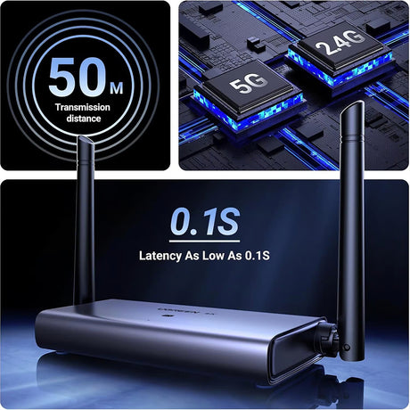 Adaptor Ugreen Wireless Transmitter Receiver CM586 (90909A), HDMI, 50M 4K@30Hz, Negru