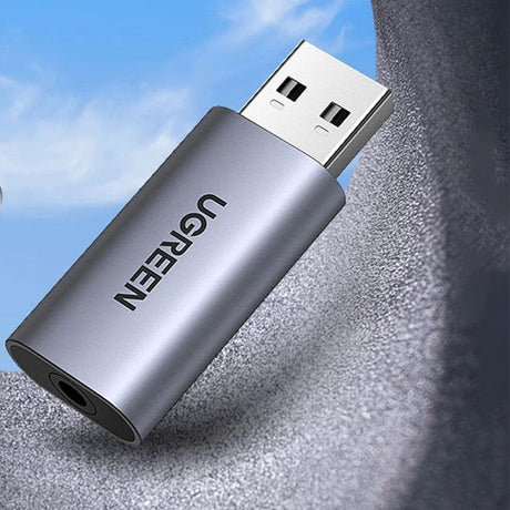 Adaptor Ugreen Audio Adapter CM383 (80864), USB to Jack 3.5mm, Stereo, Plug & Play, Supports Listening & Speaking, Gri