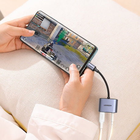 Adaptor Ugreen Audio Adapter CM231 (60164), Type-C to Jack 3.5mm, USB-C, Stereo, Line Control, Microphone Input, PD30W, Gri