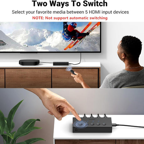 Adaptor Ugreen KVM Switch CM568 (90512), 5x HDMI, IR to HDMI 4K@60Hz, RGB Video, Supports 3D, Remote Control, LPCM2.0, Negru