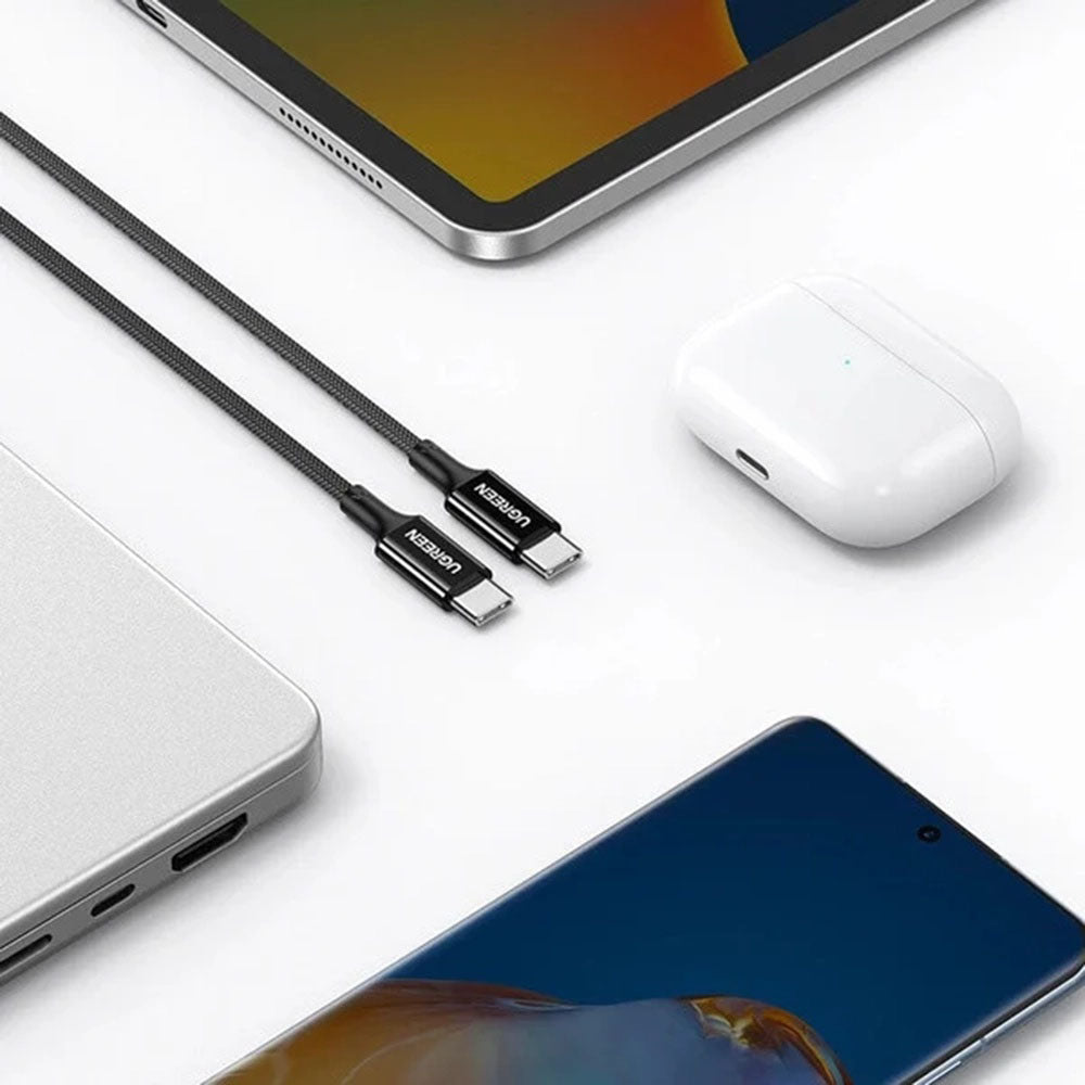 Cablu Ugreen US557 (15267), USB-C to USB-C, 5A, 100W, 1m, Alb