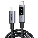 Cablu Ugreen L509 (35501), USB-C to USB-C, 5A, 100W, 480Mbps, 1m, Nylon, Gri Spatial