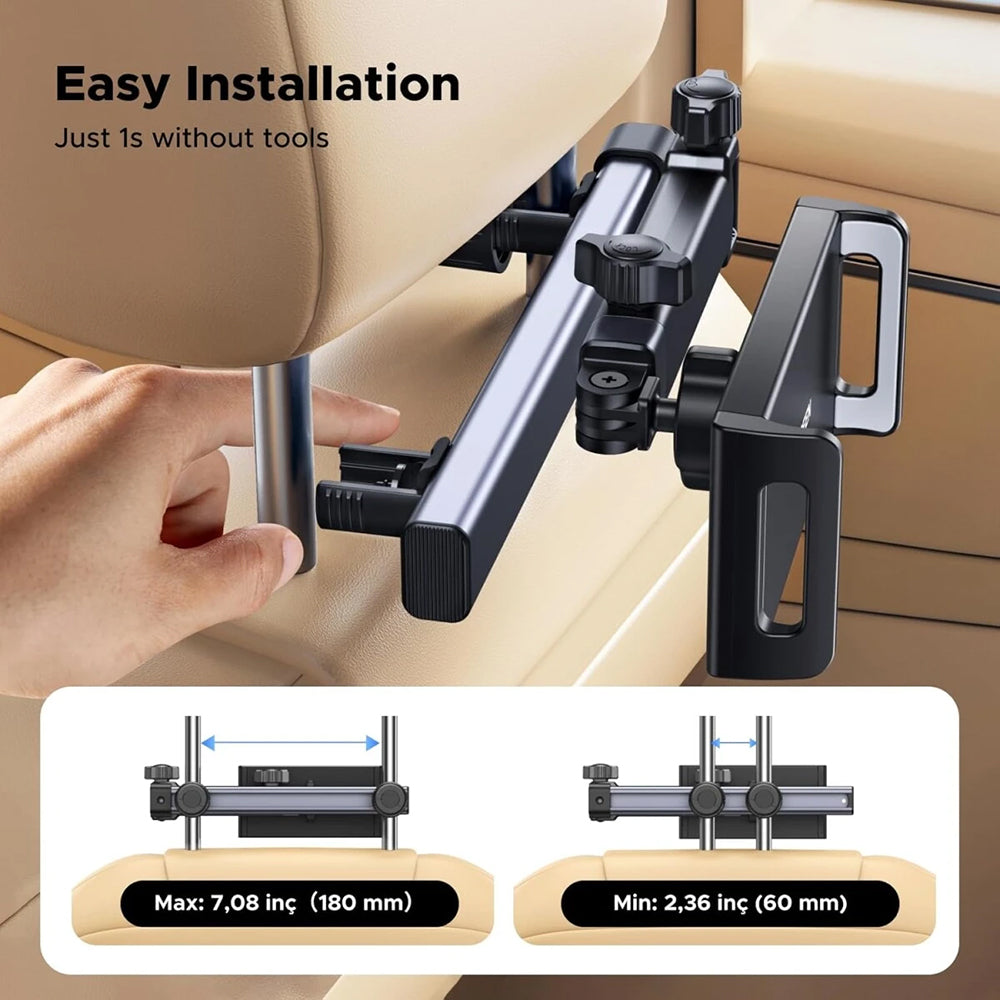 Suport Ugreen LP904 (55443), for Headrest, Dual Telescopic Arm, 360° Rotation, for Phone, Tablet up to 9.84", Negru