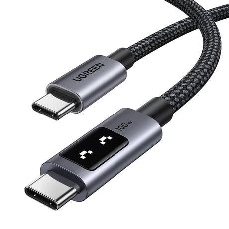 Cablu Ugreen L509 (45612), USB-C to USB-C, 5A, 100W, 0.5m, Nylon, Gri Spatial