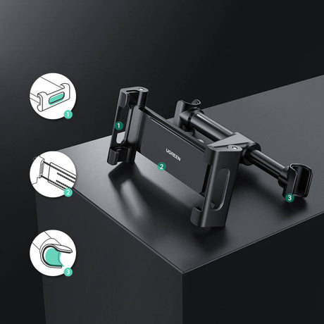 Suport Ugreen LP160 (60108), for Headrest, 360° Rotatable, Secure Grip, for Phone, Tablet 4.7" - , Negru