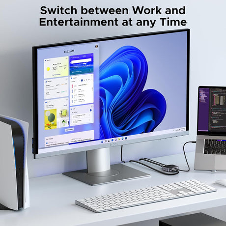 Adaptor Ugreen KVM Switch AW503 (55452), HDMI to 2x Type-C, HDMI, 4K@60Hz, Aluminum, Gri