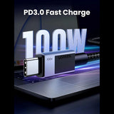 Cablu Ugreen L512 (45065), USB-C to Type-C, Fast Charging, PD100W, 5A, 480Mbps, 3m, Gri Spatial