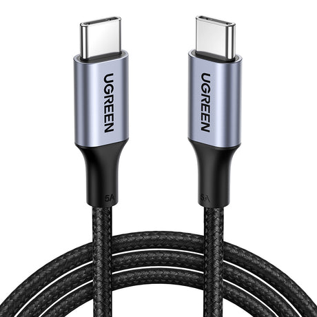 Cablu Ugreen US316 (70429), Type-C to Type-C, Fast Charging, PD100W, 5A, 480Mbps, 2m, Negru