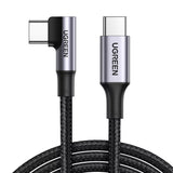 Ugreen Cablu Ugreen US334 (70645), USB-C to USB-C 90 Degree Cable, Fast Charging, 100W, 5A, 2m, Nylon, Gri Spatial