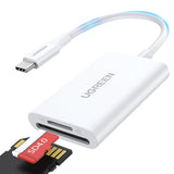 Adaptor Ugreen Cititor de Carduri Type-C la TF/SD, 170MB/s, Alb