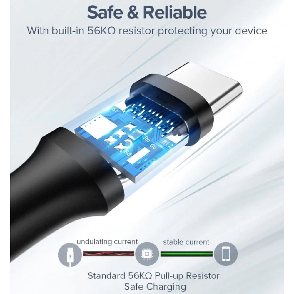 Cablu Ugreen US287 (60121), USB to Type-C, 3A, 18W, 1m, Alb