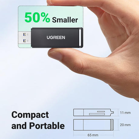 Ugreen Card Reader CM104 (40752), USB to SD/TF Card, 5Gbps, Negru