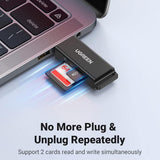Ugreen Card Reader CM104 (40752), USB to SD/TF Card, 5Gbps, Negru