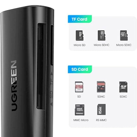 Ugreen Card Reader CM264 (60722), USB to SD/TF Card, 5Gbps, 512GB, Plug&Play, Negru