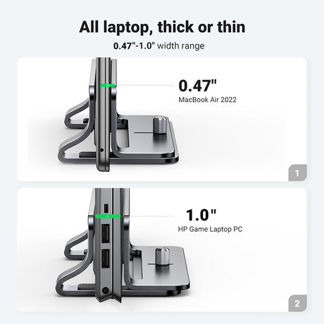 Suport Ugreen Vertical Laptop LP258 (20471), Adjustable Stand, Single Slot, Up to 15.6", Argintiu
