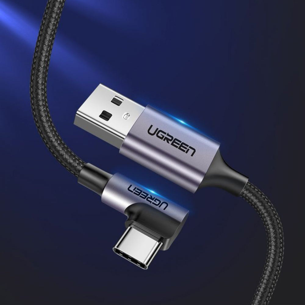Cablu Ugreen Right Angle US284 (70255), USB-C, 18W 3A, 3m, Gri