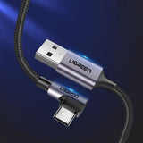 Cablu Ugreen Right Angle US284 (70255), USB-C, 18W 3A, 3m, Gri