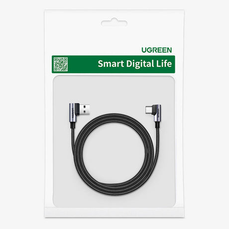 Cablu Ugreen Right Angle US176 (20856), USB-C, 3A, 1m, Gri
