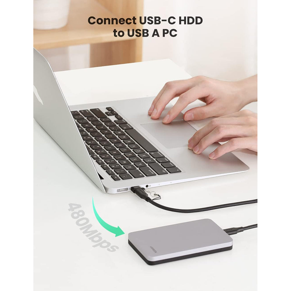 Adaptor Ugreen Adapter US280 (50568), USB to USB-C, Sync & Charge, Lanyard, 480Mbps, Negru