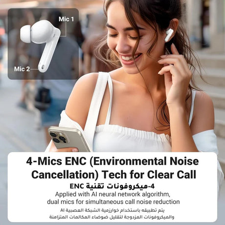 Casti Ugreen HiTune T3 Pro WS206 (35725), Bluetooth 5.4, Active Noise-Cancelling, 400mAh, Alb
