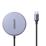 Incarcator Ugreen Magnetic Wireless W703 (55206), Fast Charge, Universal, Qi2, 15W, 360°, Built-in Type-C Cable, 1.5m, Gri