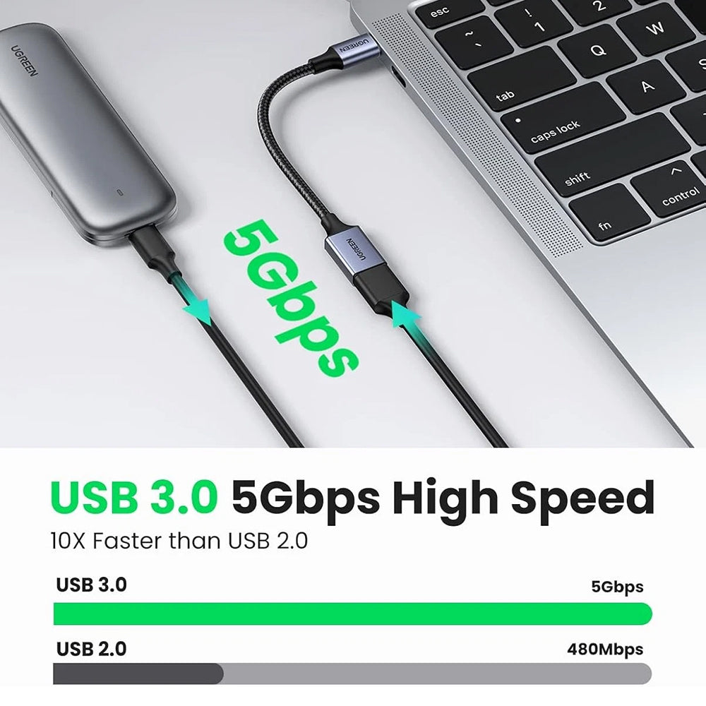 Adaptor Ugreen OTG Type-C la USB (US378), 5Gbps, Gri