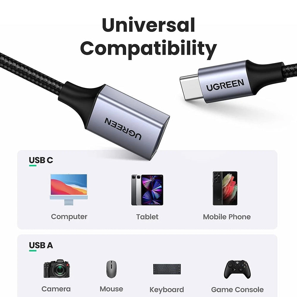 Adaptor Ugreen OTG Type-C la USB (US378), 5Gbps, Gri