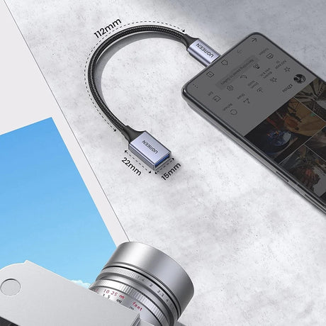 Adaptor Ugreen OTG Type-C la USB (US378), 5Gbps, Gri