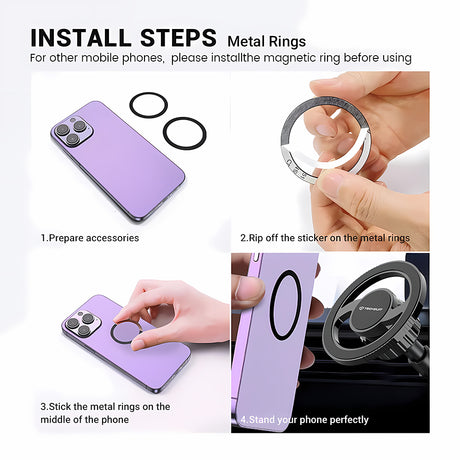 Suport Techsuit MagProX (S12), for Dashboard, MagSafe Compatible, 360° Rotation, Suction Cup Mounting Base, Negru