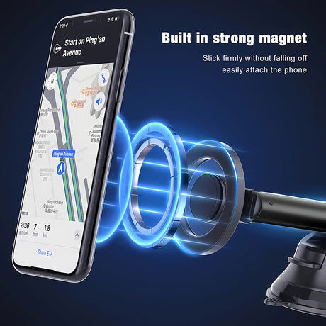 Suport Techsuit MagProX (S12), for Dashboard, MagSafe Compatible, 360° Rotation, Suction Cup Mounting Base, Negru