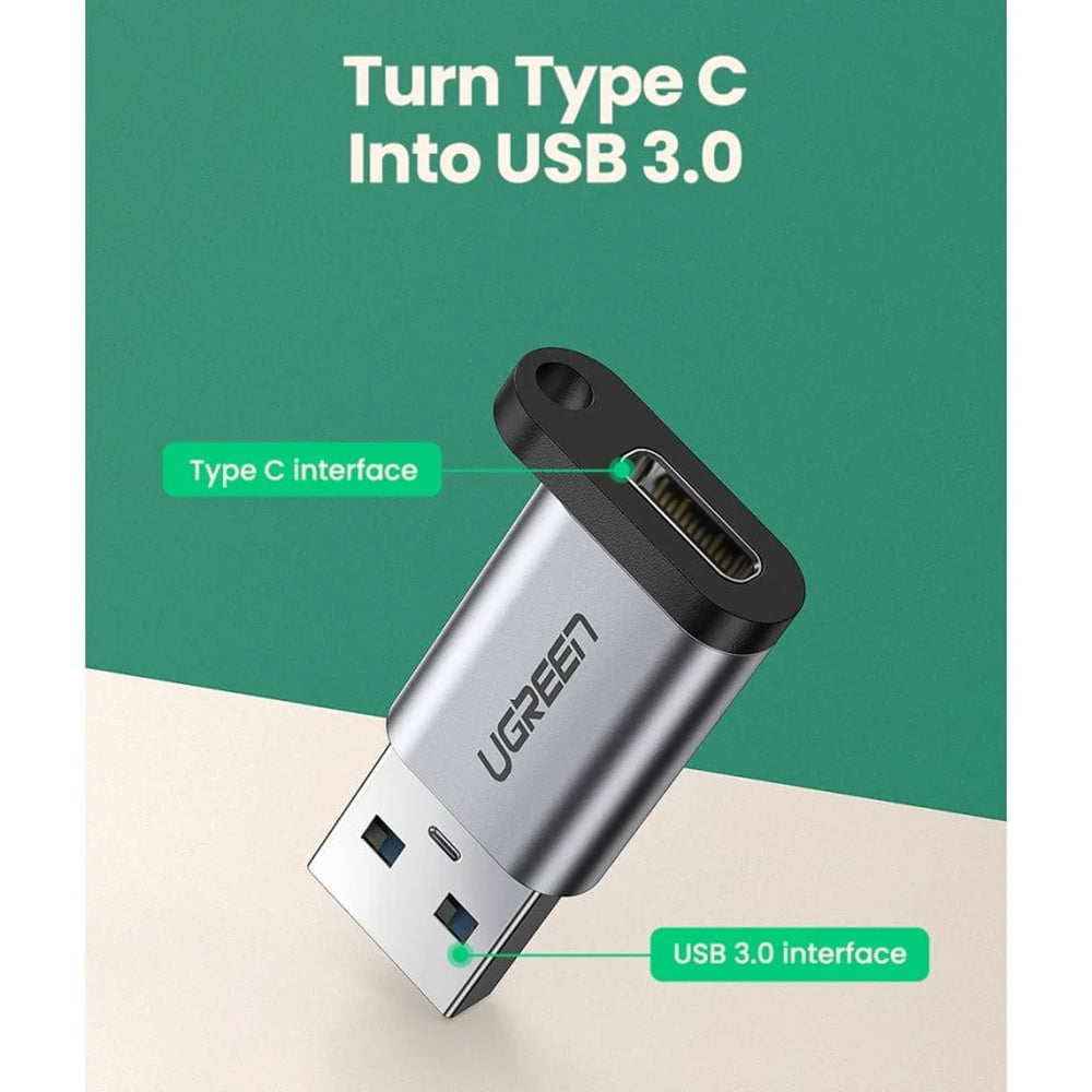 Adaptor Ugreen OTG USB Type-C, 3A, QC3.0, 5Gbps, Gri