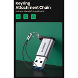 Adaptor Ugreen OTG USB Type-C, 3A, QC3.0, 5Gbps, Gri