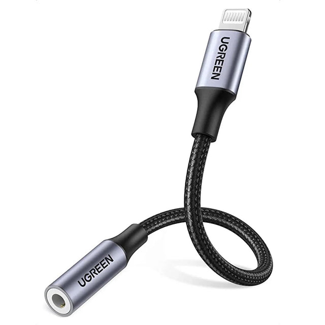 Adaptor Ugreen Audio Cable Adapter US211 (30756), Lightning to Jack 3.5mm, 10cm, Negru