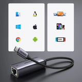 Adaptor Ugreen Ethernet Adapter CM483 (40322), USB-C to RJ45 LAN Port, Plug & Play, Windows, Linux, macOS, 1000Mbps, 5Gbps, Gri