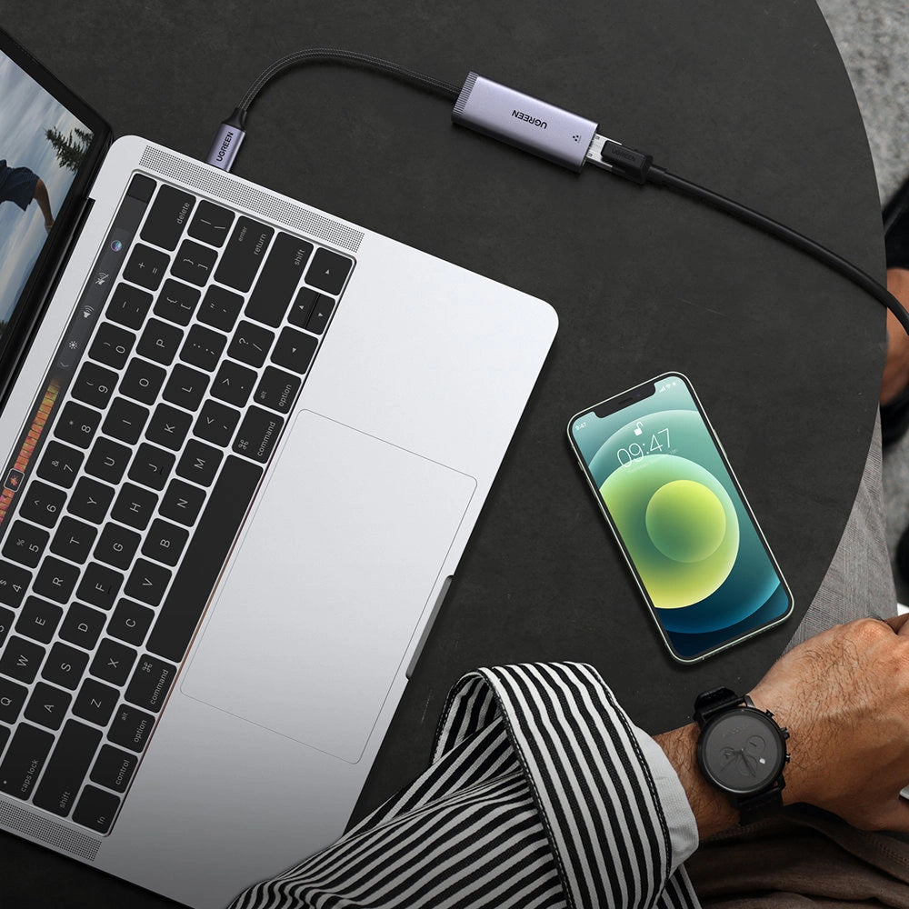 Adaptor Ugreen Ethernet Adapter CM483 (40322), USB-C to RJ45 LAN Port, Plug & Play, Windows, Linux, macOS, 1000Mbps, 5Gbps, Gri