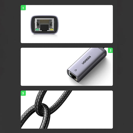 Adaptor Ugreen Ethernet CM483 (40322) USB-C la RJ45, gri