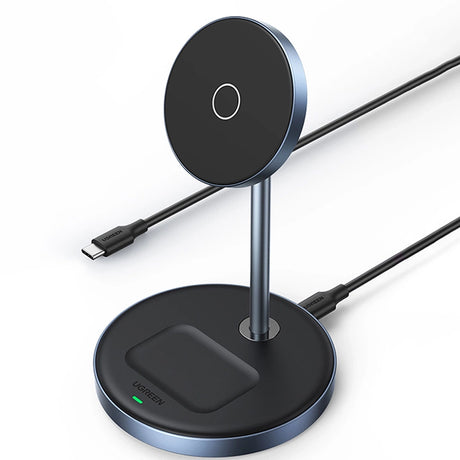 Incarcator Ugreen Wireless Charging Station CD317 (90668), 2in1, for iPhone and Airpods, Type-C, N52 Magnet, Qi, 20W, Negru