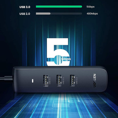 Hub Ugreen CM416 (10916), Type-C 4x USB, 5Gbps, Negru