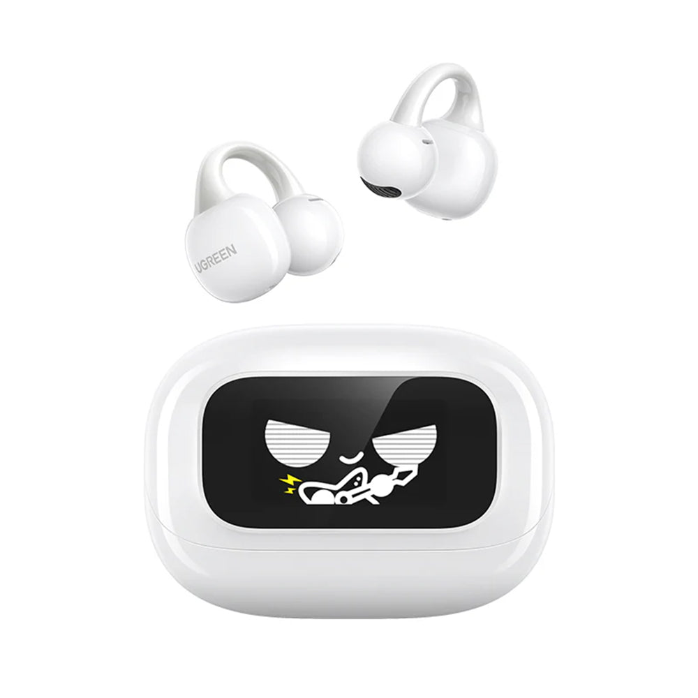 Casti Ugreen HiTune S6 ClipBuds Magic WS208 (55136), with Display, Bluetooth 5.4, Noise Reduction, Low Latency, Alb