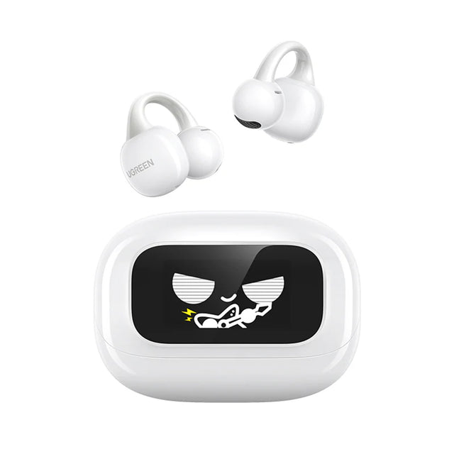 Casti Ugreen HiTune S6 ClipBuds Magic WS208 (55136), with Display, Bluetooth 5.4, Noise Reduction, Low Latency, Alb