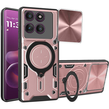 Husă Techsuit CamGuard Pro pentru Motorola Edge 60 Pro, roz auriu