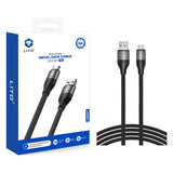 Cablu Lito (LD23T), USB to Type-C, Fast Charging, Braided Nylon, 6A, 480Mbps, 1m, Gri